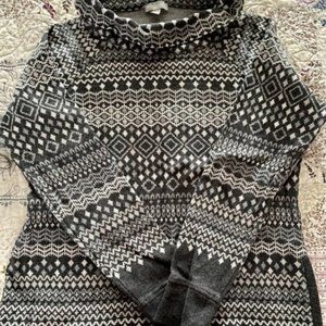 T by Talbots Charcoal Print Sweater Sz PP